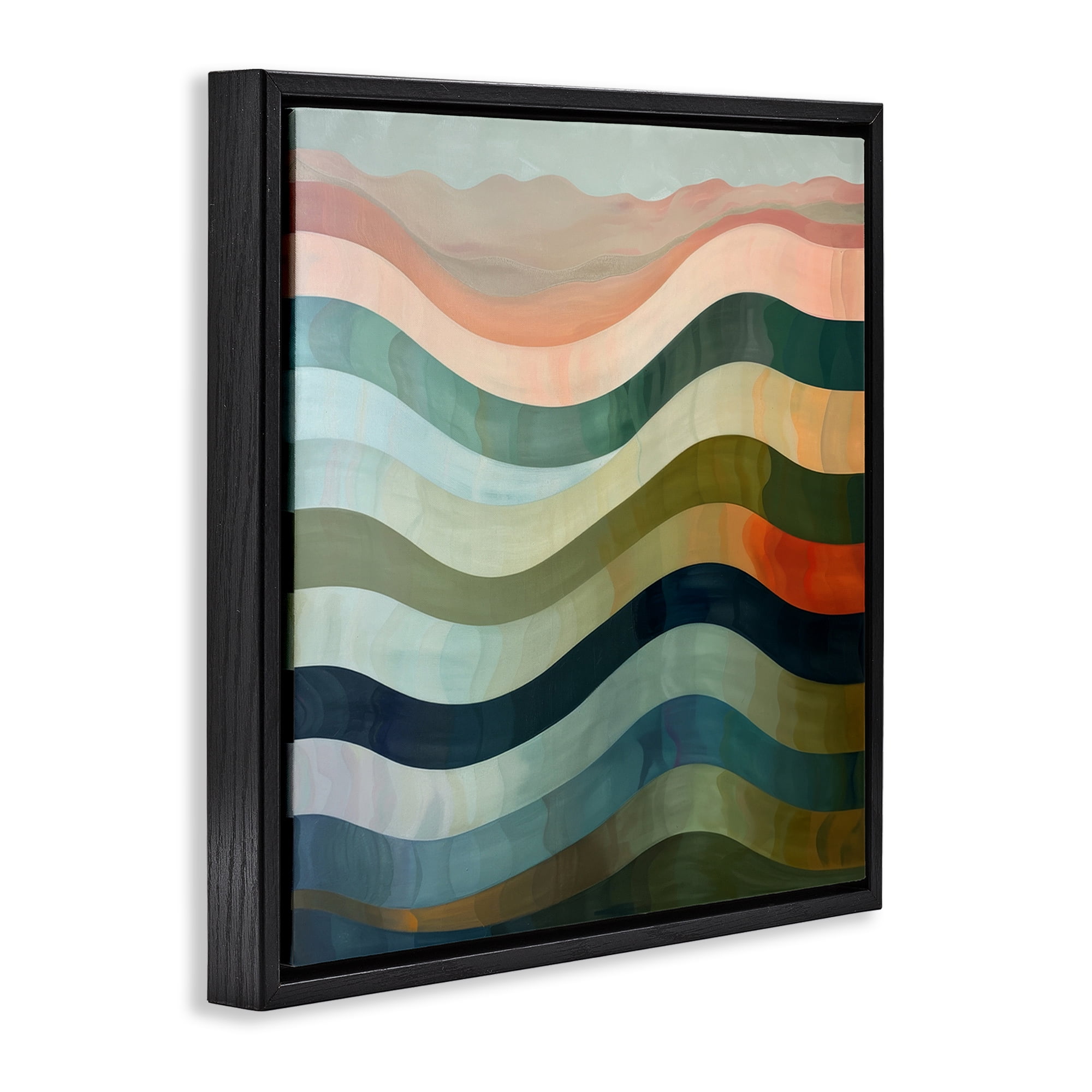 Stupell Industries Fluid Dynamic Stripes Abstract Painting Black Floater Framed Canvas Art Print Wall Art, 25 x 25