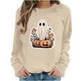 thumbnail image 2 of MexChoioe Women Long Sleeve Pullover Sweatshirt Crew Neck Halloween Front Graphic for Casual Fall Outings Hooded Sweatshirt, 2 of 6