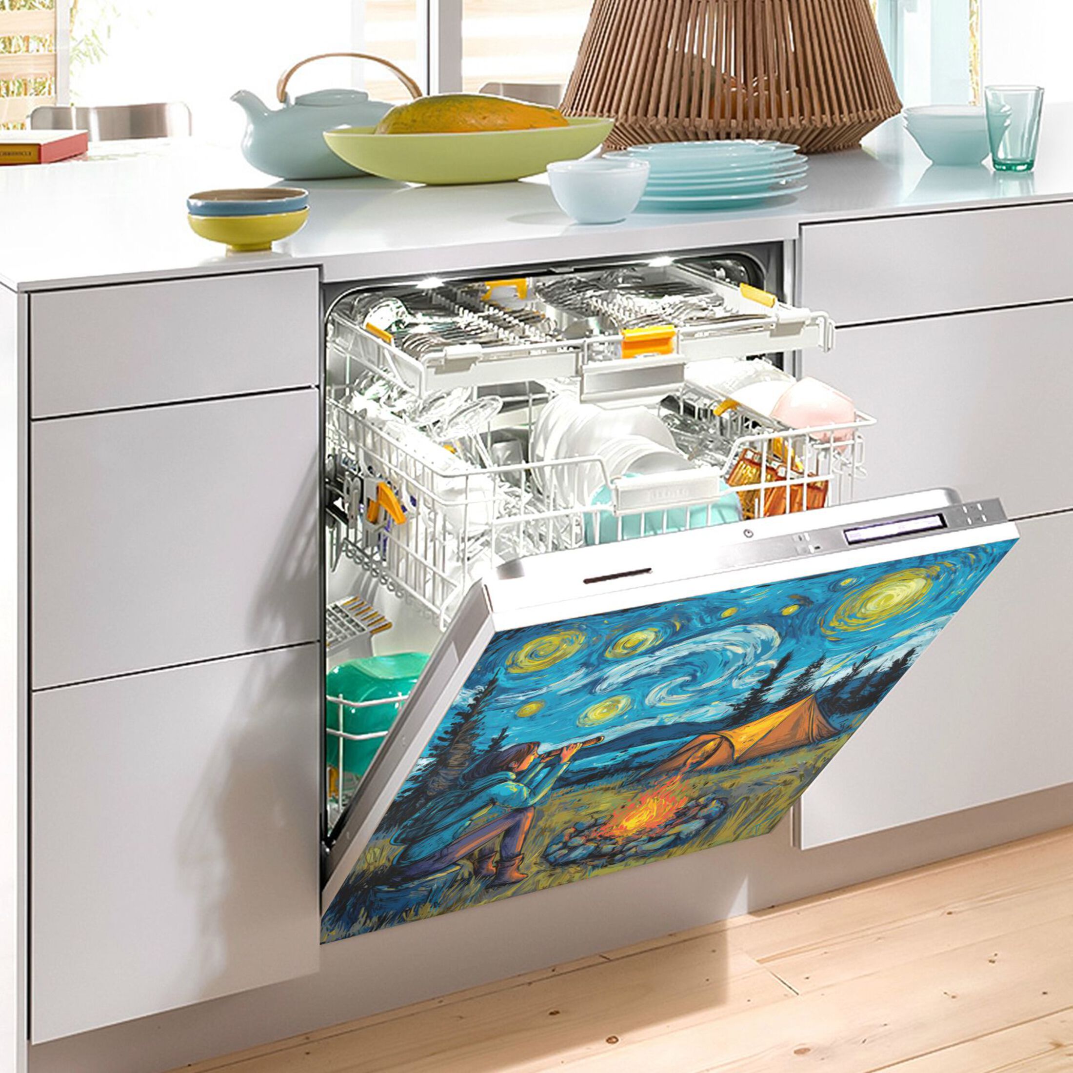 Dishwasher Magnetic Refrigerator Magnet Cover Sticker Home Decorative 23"x26" Wild Camping