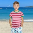 thumbnail image 4 of Jalioing Kids Striped Short Sleeve T Shirt Crew Neck Casual Basic Tee Shirt Boys Girls Summer Loose Tops, 4 of 8