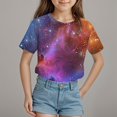 thumbnail image 2 of 2DXuixsh Vêtements d'Été pour Filles T-Shirt Mignon Hauts Juniors T-Shirts Graphiques pour Adolescentes Mode Ciel Cosmique Imprimé Manches Courtes T-Shirt Col Rond Imprimé Hauts d'Été Rose Vif Taille 120, 2 of 4