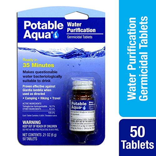Travel Survival 17 mg - 100 Tablets Ef-Chlor Water Purification Treatment and Camping Purifies 1.32 Gallons in 1 Tablet - Portable Drinking Water Treatment Ideal for Emergencies