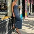 thumbnail image 5 of FDGIU Women's 2026 Summer Spaghetti Strap Scoop Neck Maxi Dress, Ribbed Knit Bodycon Sleeveless Long Casual Sundress for Daily Vacation Streetwear, 5 of 6