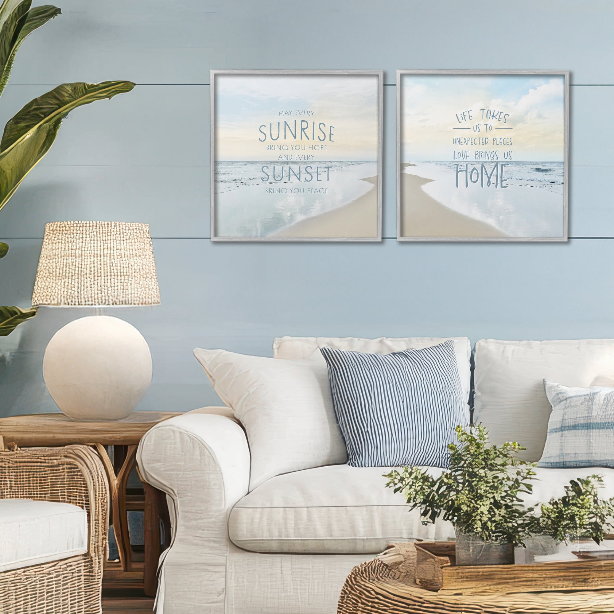 Stupell Industries Beautiful Beach Inspirations 2 Piece Gray Framed Giclee Art Set, design by Natalie Carpentieri