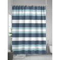thumbnail image 5 of Fsddascl Blue Striped Shower Curtain Set - 60" x 72" Washable Bathtub Curtain with 12 Hooks, Modern Gradient Abstract Lines Aesthetic Waterproof Fabric Stall Shower Curtains for Bathroom/Bathtub, 5 of 6
