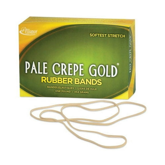 Pale Crepe Gold Rubber Bands, Size 117b, 0.06" Gauge, Crepe, 1 Lb Box, 300/box | Bundle of 2 Boxes