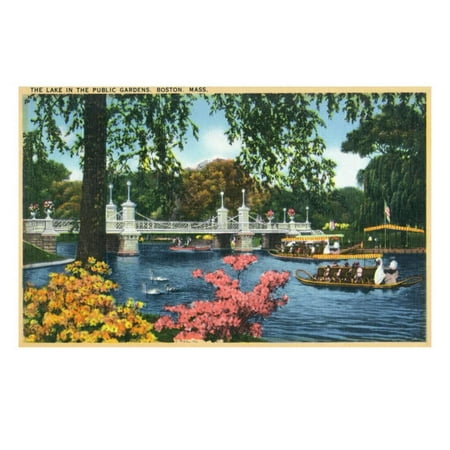 - Boston, Massachusetts - View of Swan Boats in the Public Gardens Lake, c.1937 Print Wall Art By Lantern Press