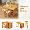 thumbnail image 5 of EUROCO 5 Piece Counter Height Dining Table Set for 4, 60" Bar Height Dining Set with 3-Tier Storage Shelves and 4 Upholstered Dining Chairs,Dining Room Table Set for Small Place Apartment Kitchen, 5 of 10