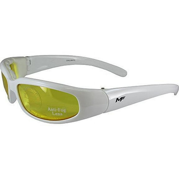 MotoFrames MF Chill Padded Motorcycle Sunglasses White Frames Yellow Lenses