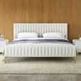 thumbnail image 3 of Omax Decor Julia Upholstered Modern Fabric King Platform Bed in White Boucle, 3 of 8