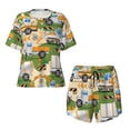 thumbnail image 4 of Naloa Construction Machinery1 Women's Short-Sleeved Pajama Set, Loungewear, Summer pajamas, Breathable Cozy - Small, 4 of 9