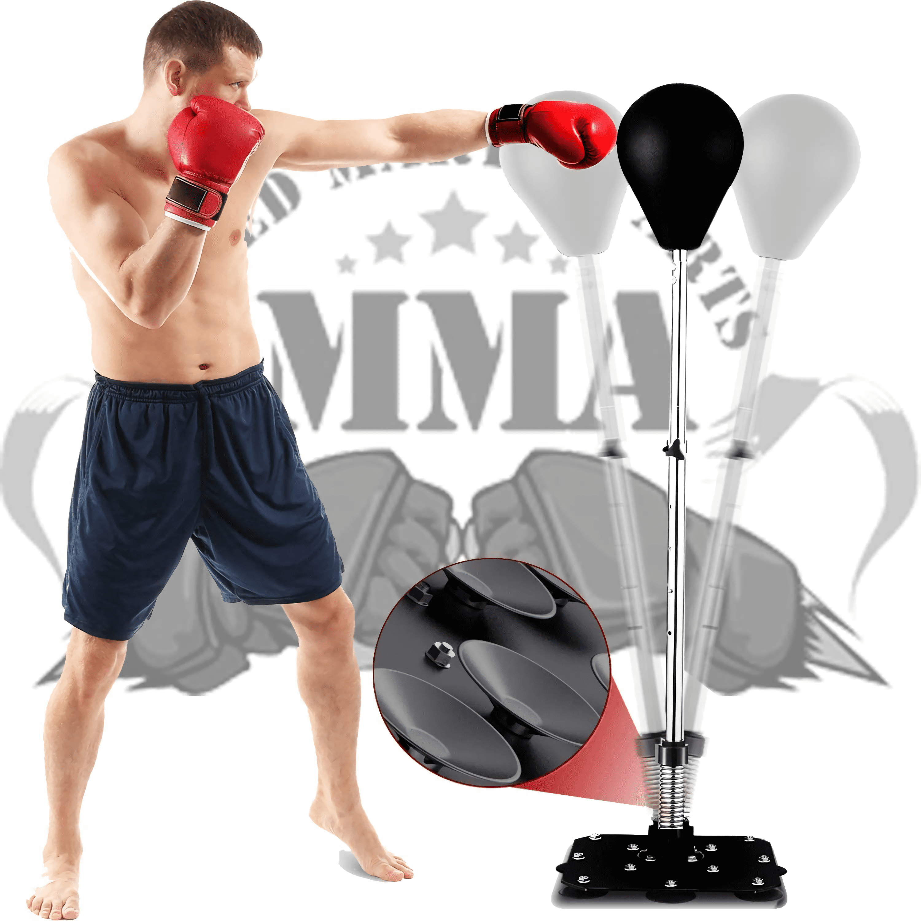 Portable Double End Punching Ball Easy to Mount for Gym MMA Boxing Sports Punch Bag Adult Kids Men Women Boxing Speed Dodge Ball Leather Boxing Reflex Ball 