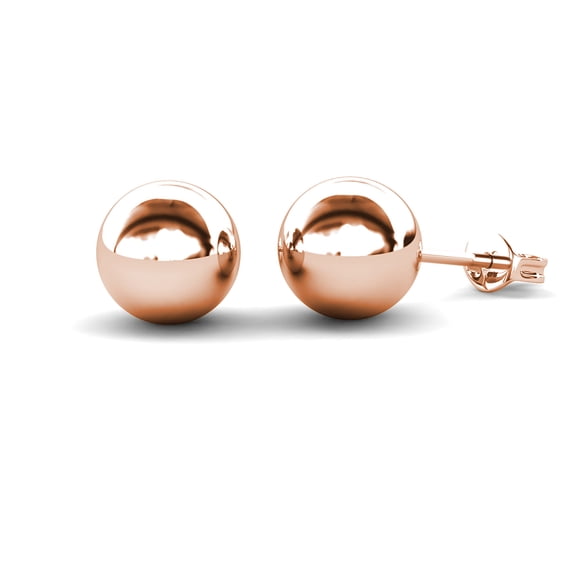 Cate & Chloe Harper Brass Rose Gold Plated 8mm Round Ball Women's Dainty Stud Earrings