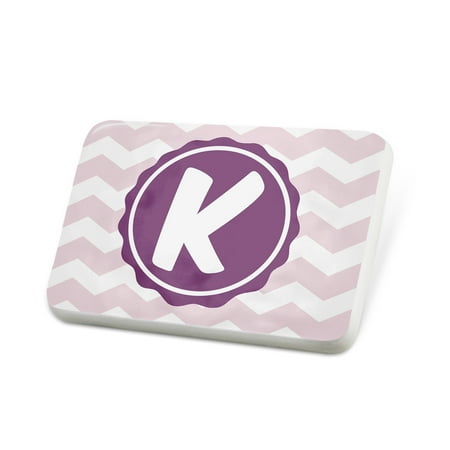 Porcelein Pin Monogram K Pink Purple Chevron Lapel Badge – NEONBLOND