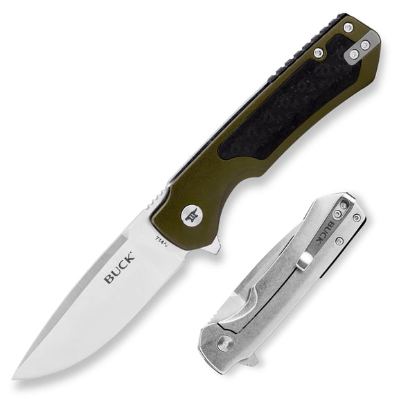 Buck Knives 714 Stinger Folding Pocket Knife, EDC Knife, 3” Drop Point Blade, Green, 3.95 oz