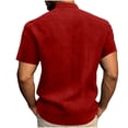 thumbnail image 5 of GrmtClth Men's Henley Cotton Linen Shirts Short Sleeve Casual Shirts Button Down Shirts Trendy Summer Beach Vacation Tops Red 2XL, 5 of 6