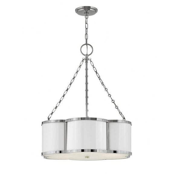 3 Light Medium Drum Chandelier In Traditional Style 22 Inches Wide By 26.5 Inches High-Polished Nickel Finish Hinkley Lighting 4446Pn