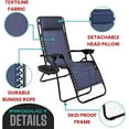 thumbnail image 4 of VibrantEcho Zero Gravity Lounge Chair Adjustable Outdoor Reclining Chair Folding Patio Anti-Gravity Indoor Outdoor Lounge Chair w/Pillow, Cup Holder (One Chair - NavyBlue), 4 of 9