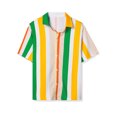 thumbnail image 1 of Camisa de Rayas de Verano Lars Amadeus para Hombre Bloque de Color Rosa Verde Naranja S, 1 of 6