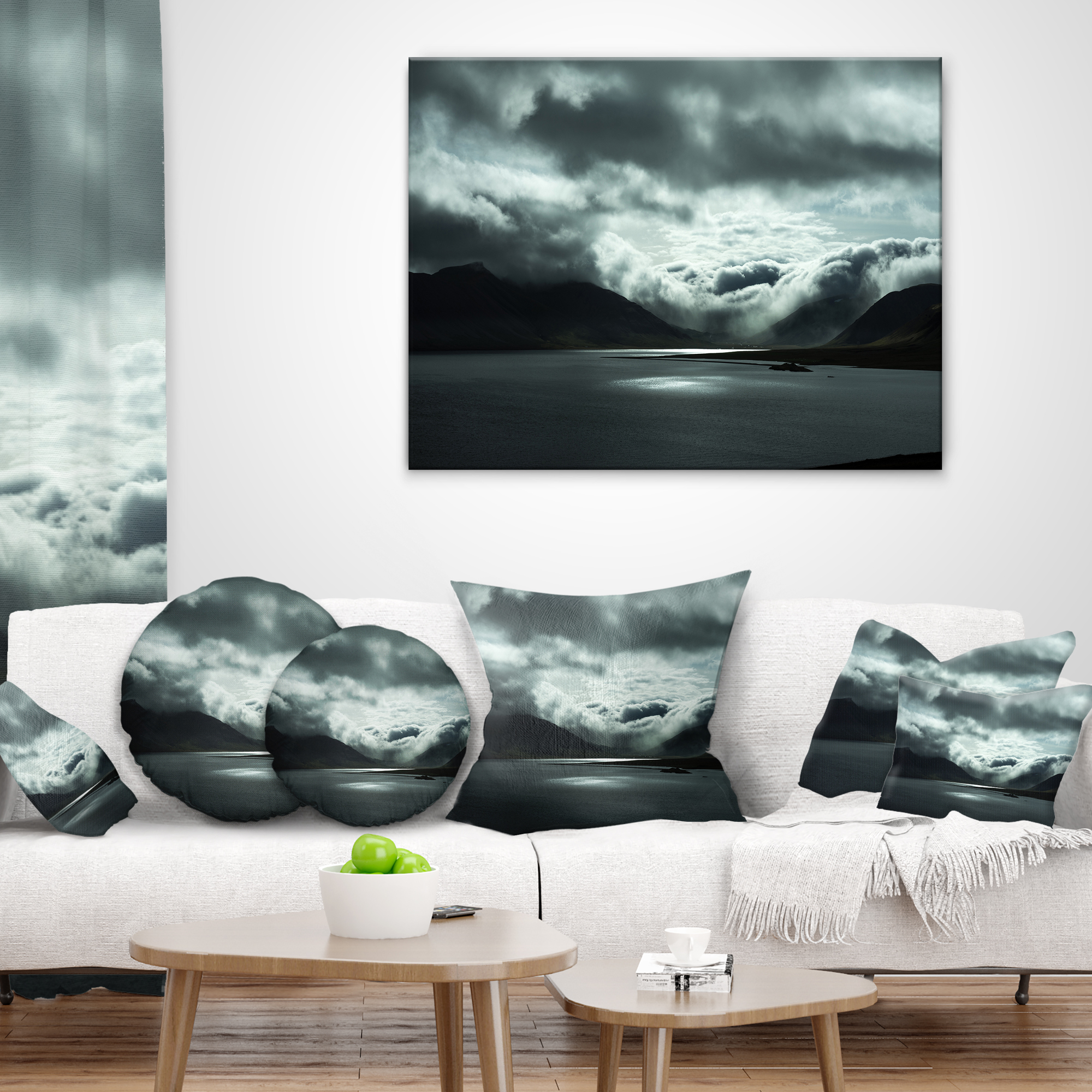Designart Stormy Iceland in the Summer - Seashore Throw Pillow - 12x20