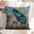 thumbnail image 6 of Blue butterfly flowers Linen toss pillowcase Decoration pillowcase Gift preferred 20x20" Cushion cover 2 set Sofa pillowcase Sofa bedroom living room car, 6 of 8