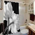 thumbnail image 3 of Black Flower Bathroom Shower Curtains, Modern Decorative Fabric Cloth Shower Curtain Black and White, Unique Floral Art Print Design Bath Shower Curtain Set with 12 Hooks,72 x 72 Inch, 3 of 5