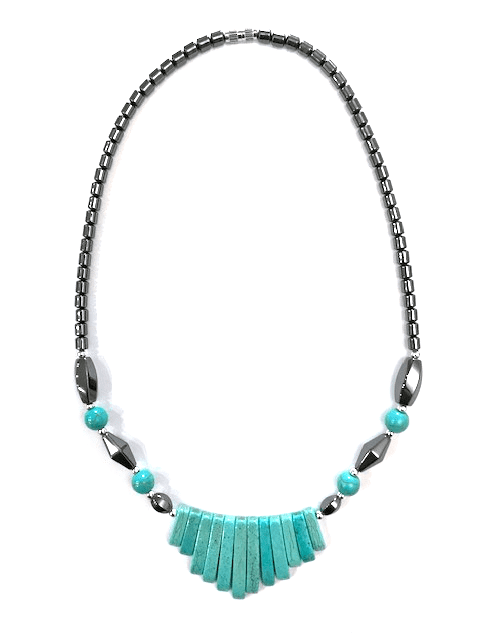 20-Inch Turquoise and Magnetic Hematite Choker Necklace **
