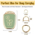 thumbnail image 5 of Key Fob Cover Compatible with Toyota Corolla Cross 4Runner Tundra Tacoma 2016-2024 3 Button Keychain Case Holder Protector,Gold Trim-Green, 5 of 6
