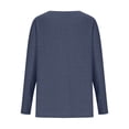 thumbnail image 4 of YUGYXL Women's Fall Long Sleeve Tops Casual Loose V Neck Tunic Tee Shirts with Pocket Dark Blue S, 4 of 5