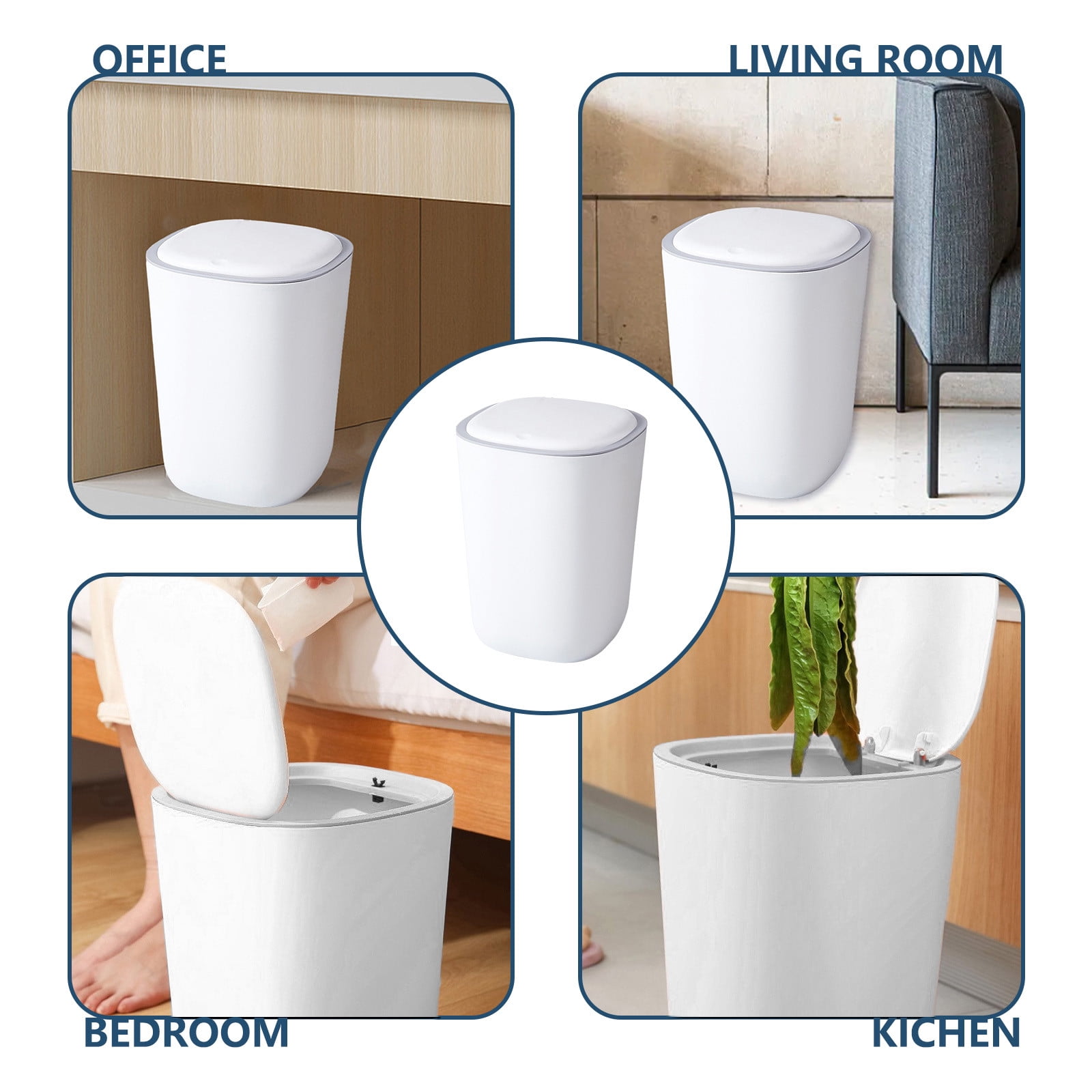 ufehgfjh Garbage Can Silent Opening And Closing Lid Trash Can Bathroom Bedroom Office Dormitory Small Space Living Trash Recycling Bin