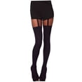 thumbnail image 4 of TELOLY Thigh High Stockings Stitching Lingerie Leg Stocking Socks for Women Black Stockings Thigh High, 4 of 7