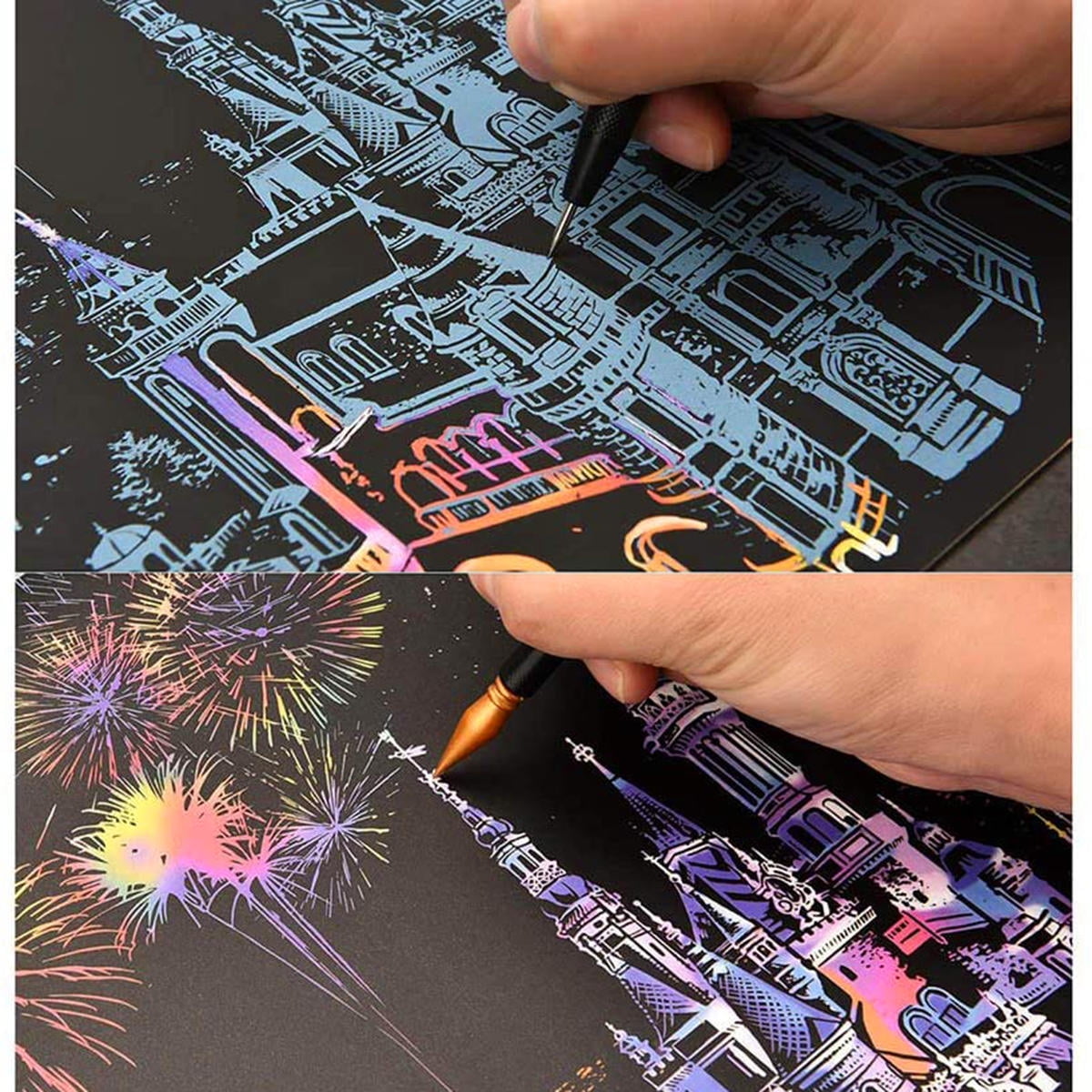 OUNONA 42 pcs  Scratching Drawing Tools Dual Tip Scratch Painting Stylus Paper Art Set for Adults Kids