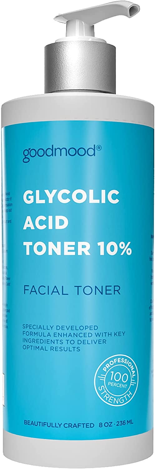 GoodMood Glycolic Acid Toner for Face 10% AHA, Facial Toner, Professional Face Toner for Women for Anti-Aging and Acne Toner, With Castor Oil and Flowers Extract,