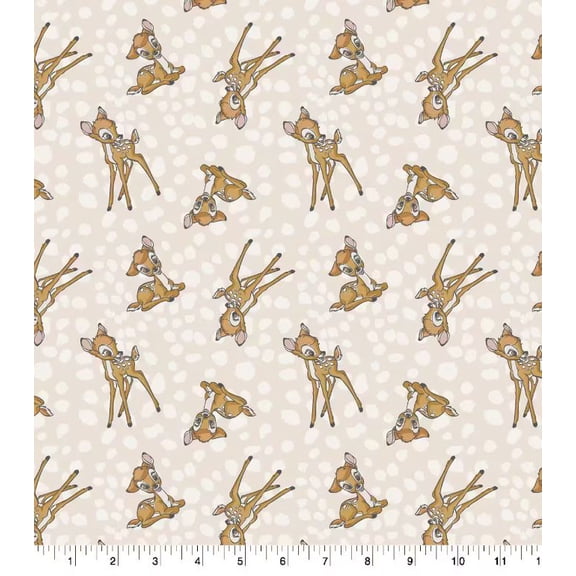 Cotton Bambi Toss Baby Babies Fawns Deers Animals Spots Springs Creative Light Tan Cotton Fabric Print by the Yard (76348-3890210)