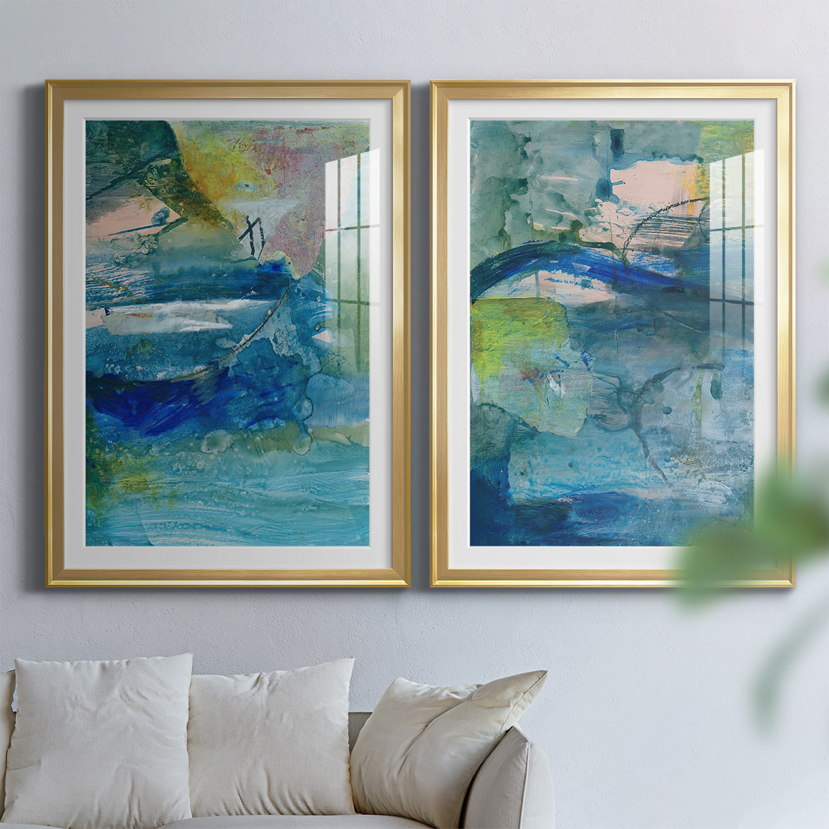 Wexford Home Spring Winds VII Premium Framed Print, 30.5" x 42.5" - Ready to Hang, Gold (Set of 2)