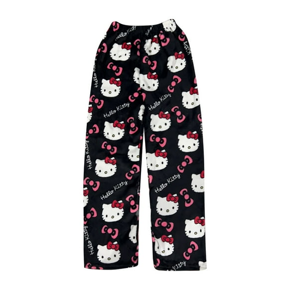 Pyjama Hose, Rosa Cat Hose Y2K, Gemütlich Hello kitten Pyjama Hosen Damen, Kawaii Pyjama Hose Kinder, Cat Schlafanzughose Sommer