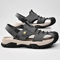 thumbnail image 6 of Hicooer GOOHIK Mens Closed Toe Sandals, Sport Sandals Casual Leather Handmade Sandals Adjustable Fisherman Beach Sandals For Outdoor Walking Driving Gray, 6 of 7