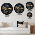 thumbnail image 4 of Designart "Frosted River and Mountain Gold II" Landscape Forest River Mountains Metal Round Art Living Room, 4 of 5