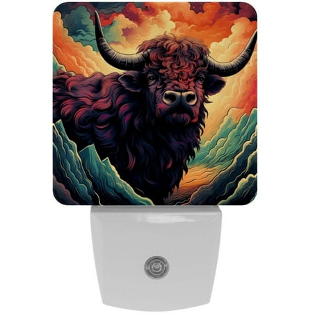 

Yak LED Square Night Lights - Stylish and Functional Nightlight for Better Sleep - Energy Saving Plug-in Wall Light with Auto Sensor