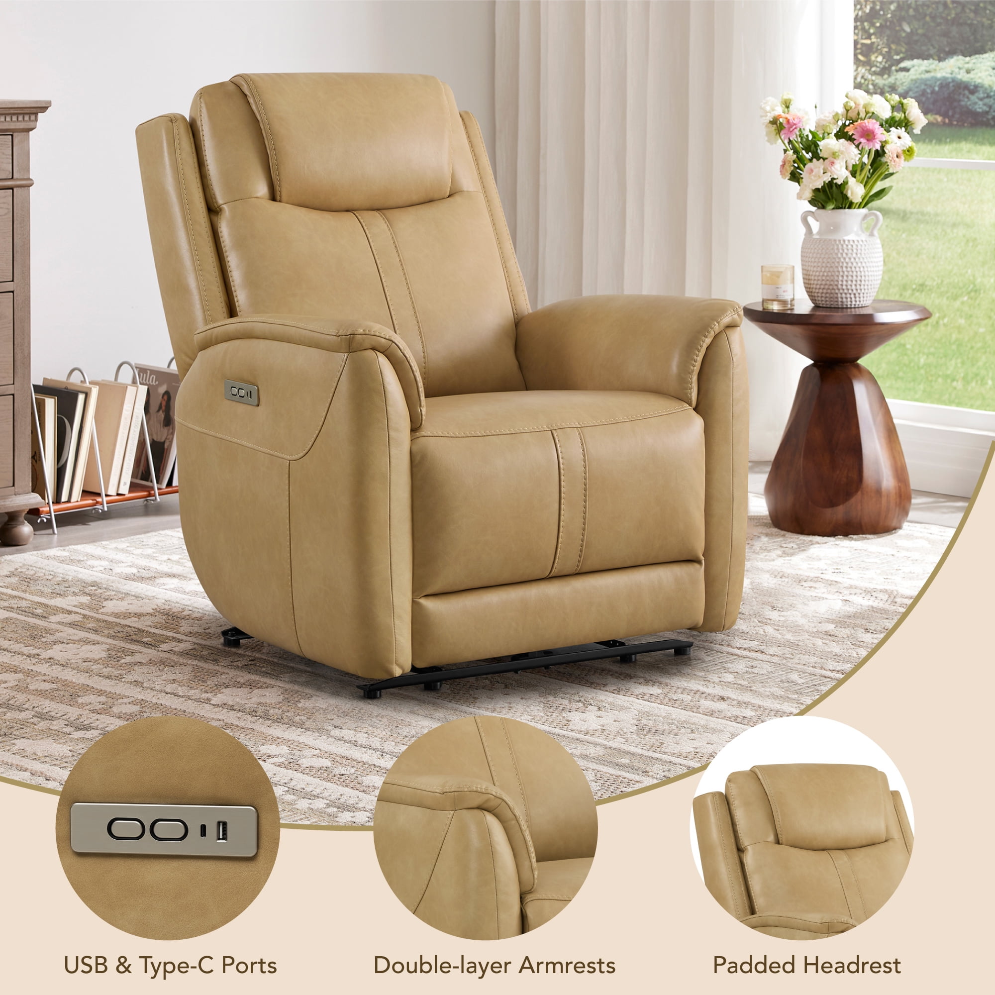 Spruce & Spring Zero Gravity Power Recliner Chair for Living Room, Tan