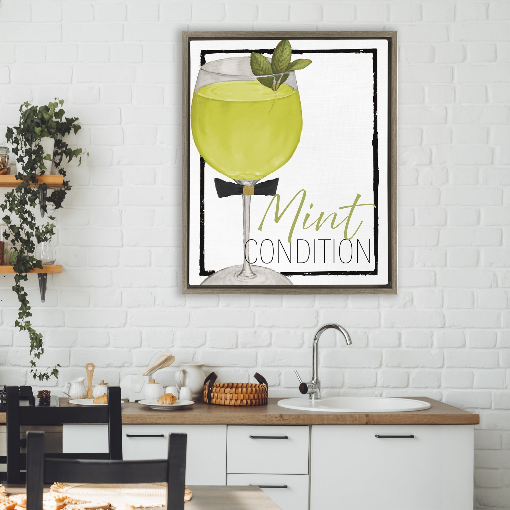 Stupell Industries Mint Condition Cocktail Brown Framed Floater Canvas Wall Art, design by Lorenzo Collective