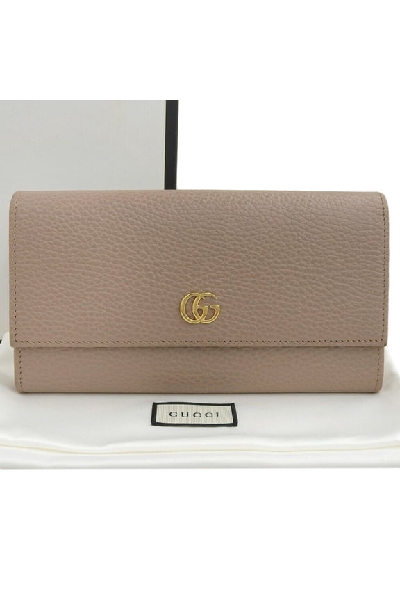 Pre-Owned GUCCI GG Marmont Continental Wallet 456116 496035 Long wallet Leather Beige... (Good)