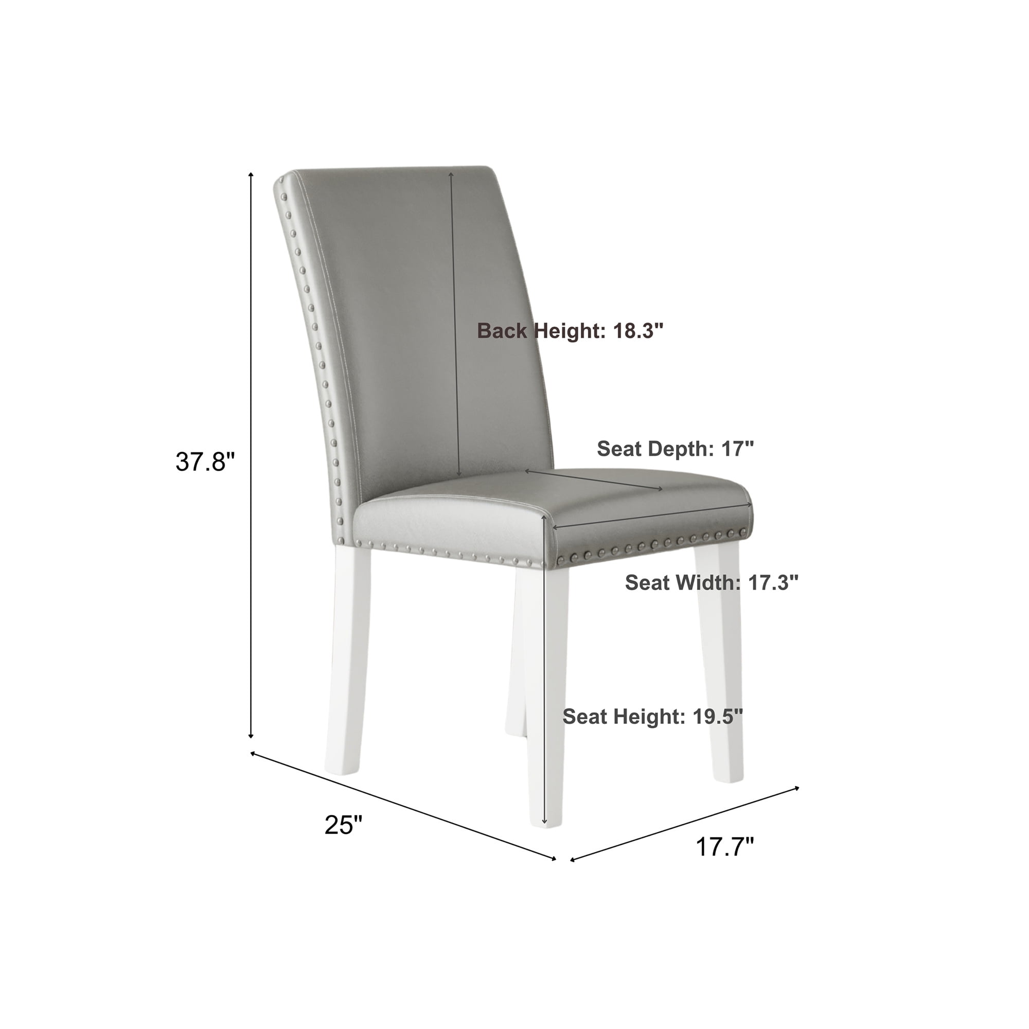 Faux Leather Fabric Dining Chairs with Nailhead Trim, Set of 2