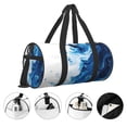 thumbnail image 3 of Fotbe Blue White Fluid Art Bolsa Deportiva de Lona Plegable con Estampado, Bolsa de Gimnasio con Bolsillo Seco/Húmedo, Bolsa de Viaje Ultraligera de Gran Capacidad, 3 of 6