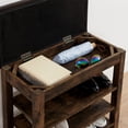 thumbnail image 4 of GZXS Shoe Storage Bench with PU Leather Padded Seat, Rubberwood Frame, Hidden Flip-Top Storage and 3-Layer Shoe Organizer, 24"W for Small Space, Apartment, Entryway (Vintage), 4 of 9