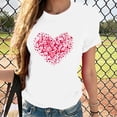 thumbnail image 1 of YLHFASHION T-Shirts de la Saint-Valentin pour Femmes 2025 Col Rond Manches Courtes T-Shirts Mode Imprimé Cœur Tee Tops Liquidation T-shirt Manches Courtes pour Femmes, 1 of 5
