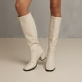 thumbnail image 2 of YLYL Women's Knee High Boots Square Toe Chunky Block Heel Zip up Pull on Wide Calf Boots, 2 of 9