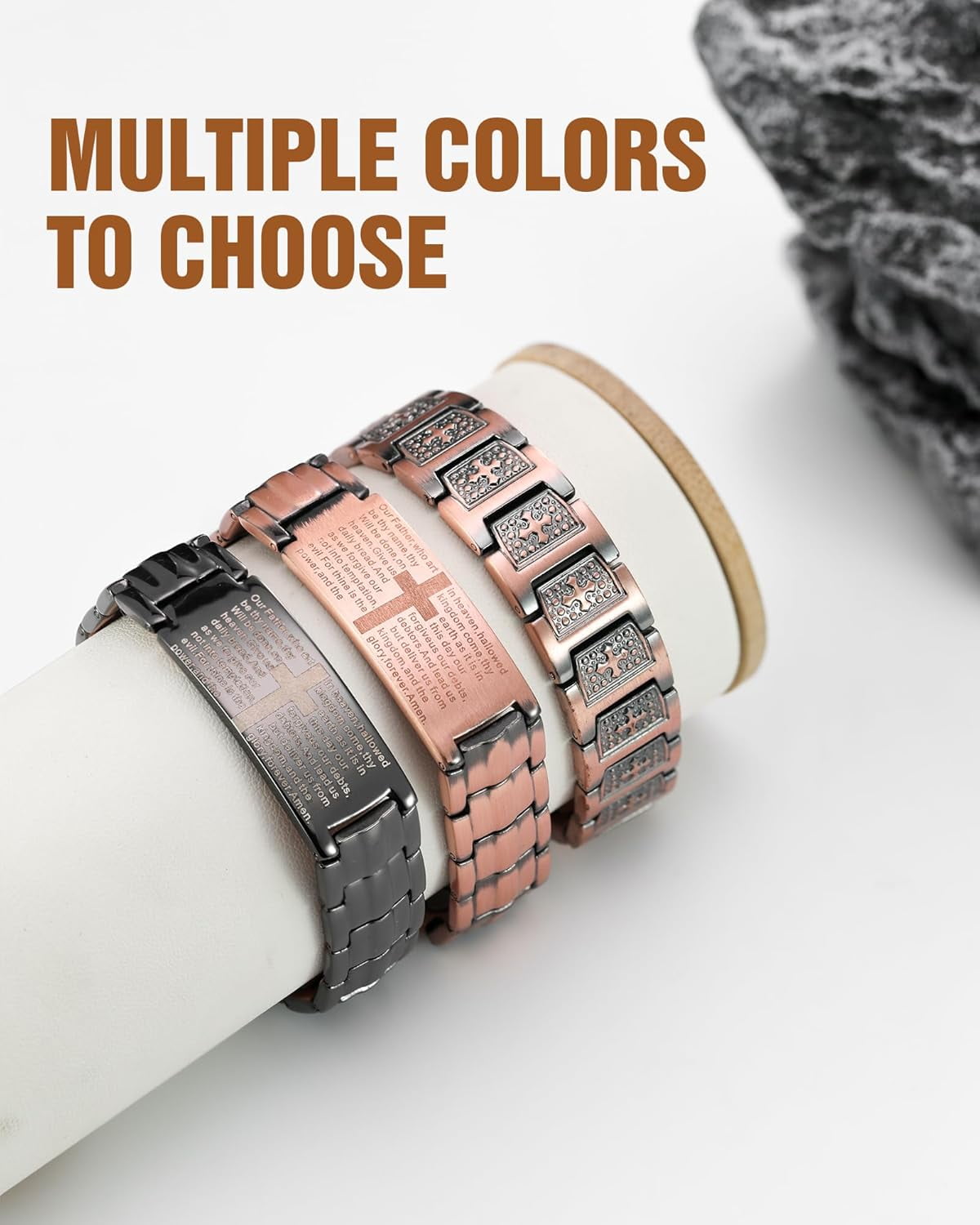Wollet Copper Magnetic Bracelet for Men, Cross Bracelet With Ring, Copper Jewelry Gift