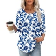 thumbnail image 2 of Womens Crew Neck Shirts 3/4 Sleeve Blouses Tunics Top Floral Printed Shirts Fashion 2026 Basic Tops Going Out Outfits Y2K Clothes, 2 of 7