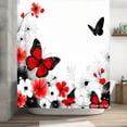 thumbnail image 2 of Joocar Polyester Shower Curtain With Red And Black Butterflies And Floral Design For Home Bathroom Bath Tub Decoration 72x72 Inch, 2 of 5